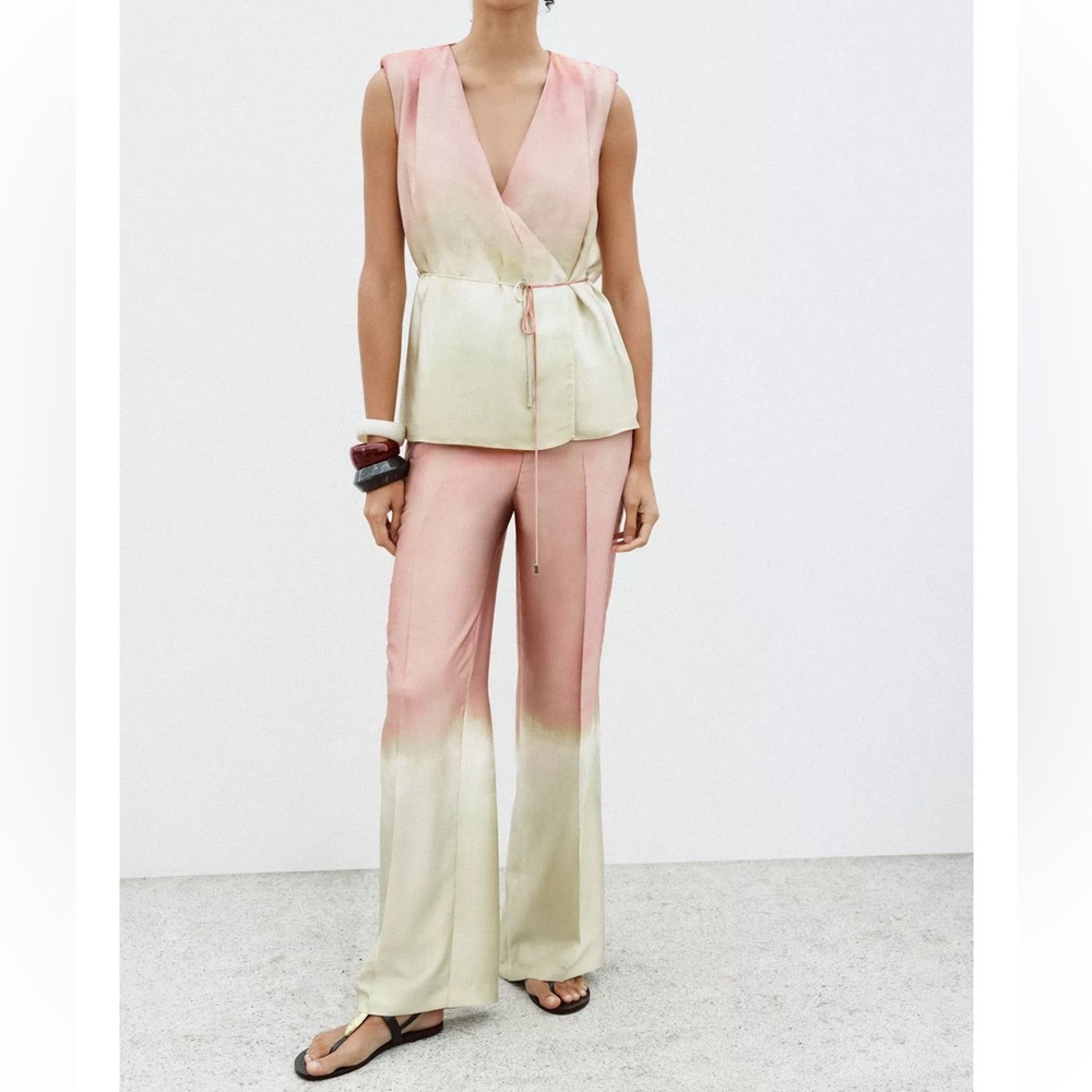 Zara tie dye print top and pants co-ord set